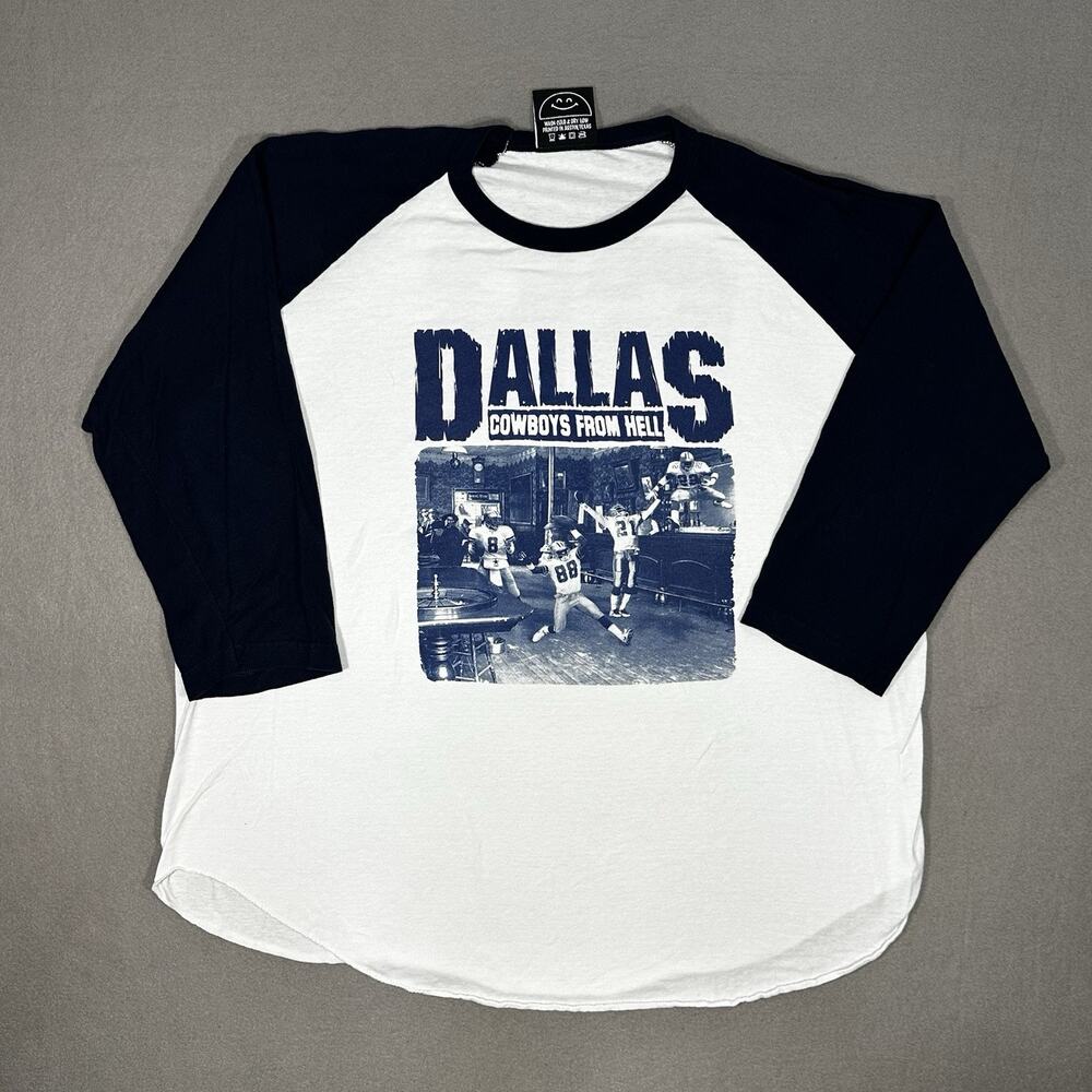 Feels So Good Dallas Cowboys From Hell XXL Raglan 3/4 Sleeve Graphic Shirt